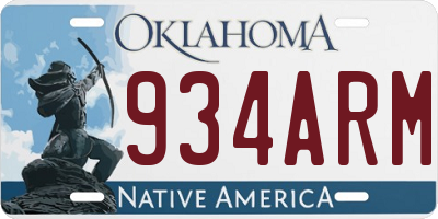 OK license plate 934ARM