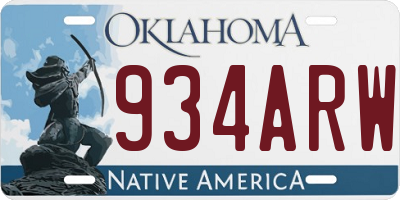 OK license plate 934ARW