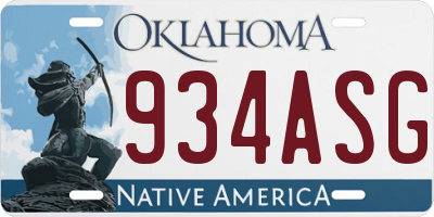 OK license plate 934ASG