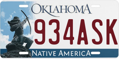 OK license plate 934ASK