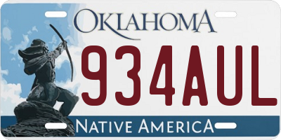 OK license plate 934AUL