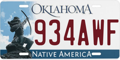 OK license plate 934AWF