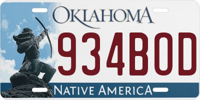 OK license plate 934BOD
