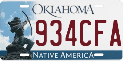 OK license plate 934CFA