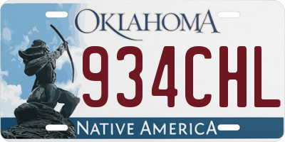 OK license plate 934CHL