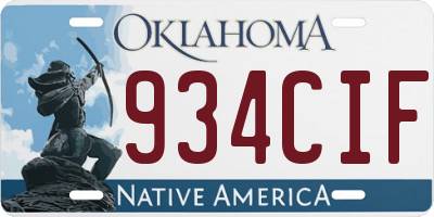 OK license plate 934CIF