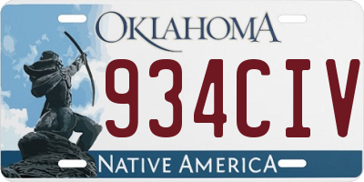 OK license plate 934CIV