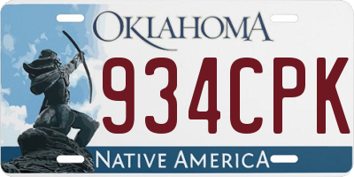 OK license plate 934CPK