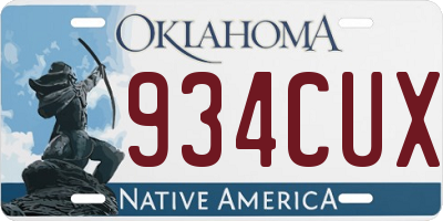 OK license plate 934CUX