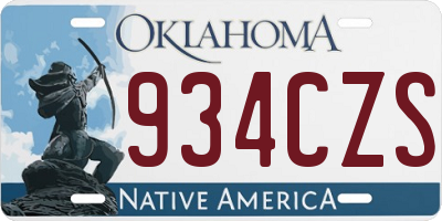OK license plate 934CZS