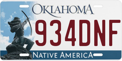 OK license plate 934DNF