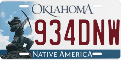 OK license plate 934DNW