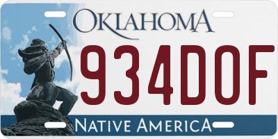OK license plate 934DOF