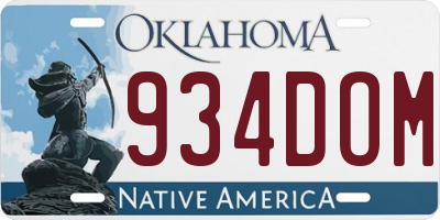 OK license plate 934DOM