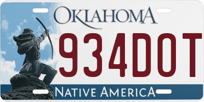 OK license plate 934DOT