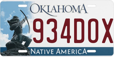 OK license plate 934DOX