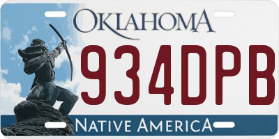 OK license plate 934DPB