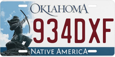 OK license plate 934DXF