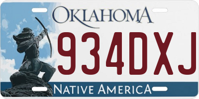OK license plate 934DXJ
