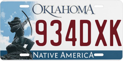 OK license plate 934DXK