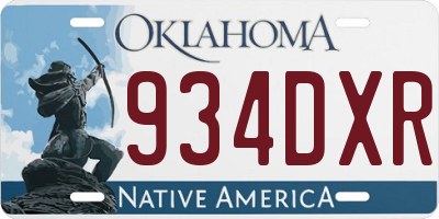 OK license plate 934DXR