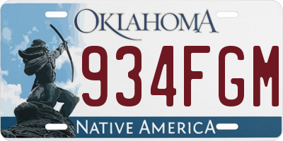 OK license plate 934FGM