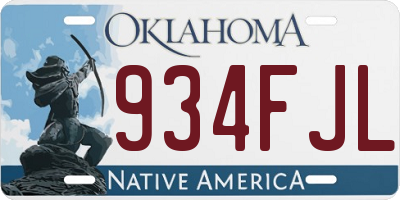 OK license plate 934FJL