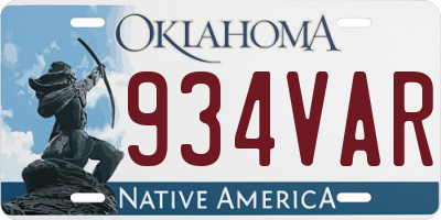 OK license plate 934VAR