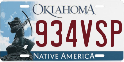 OK license plate 934VSP