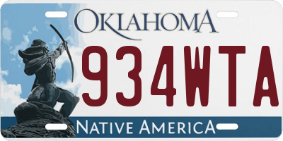OK license plate 934WTA