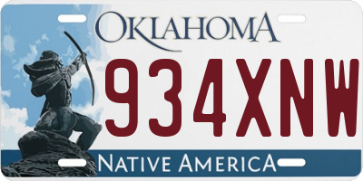 OK license plate 934XNW