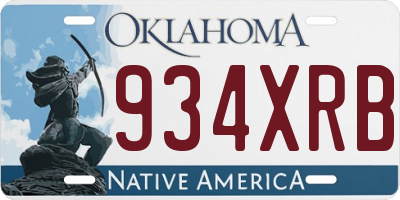 OK license plate 934XRB