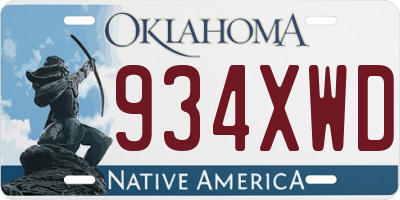 OK license plate 934XWD