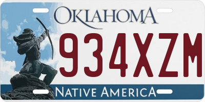 OK license plate 934XZM