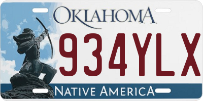OK license plate 934YLX