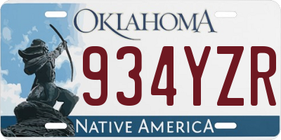 OK license plate 934YZR