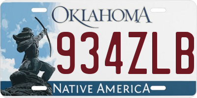 OK license plate 934ZLB