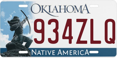 OK license plate 934ZLQ