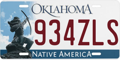 OK license plate 934ZLS