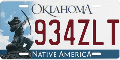 OK license plate 934ZLT