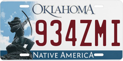 OK license plate 934ZMI