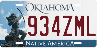 OK license plate 934ZML