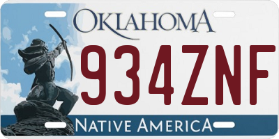 OK license plate 934ZNF