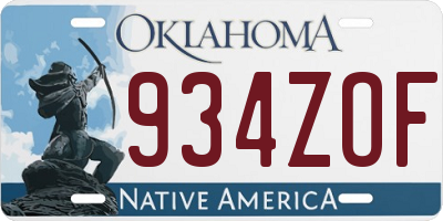 OK license plate 934ZOF
