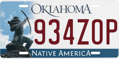 OK license plate 934ZOP