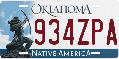 OK license plate 934ZPA