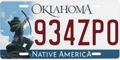 OK license plate 934ZPO