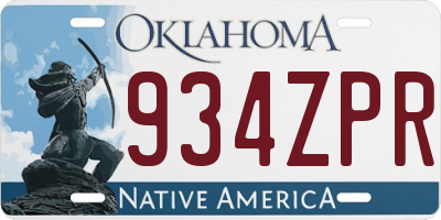 OK license plate 934ZPR
