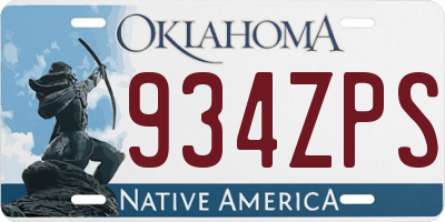 OK license plate 934ZPS