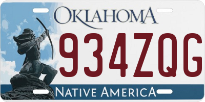 OK license plate 934ZQG